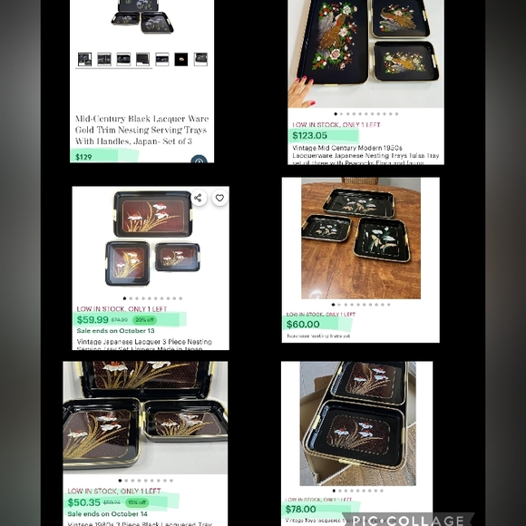 Japanese Laquerware Nesting Trays - 3 Mid Century Trays - Picture 13 of 13